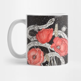 Demeter Symbols. Snake, Red Poppies and Cereals Mug